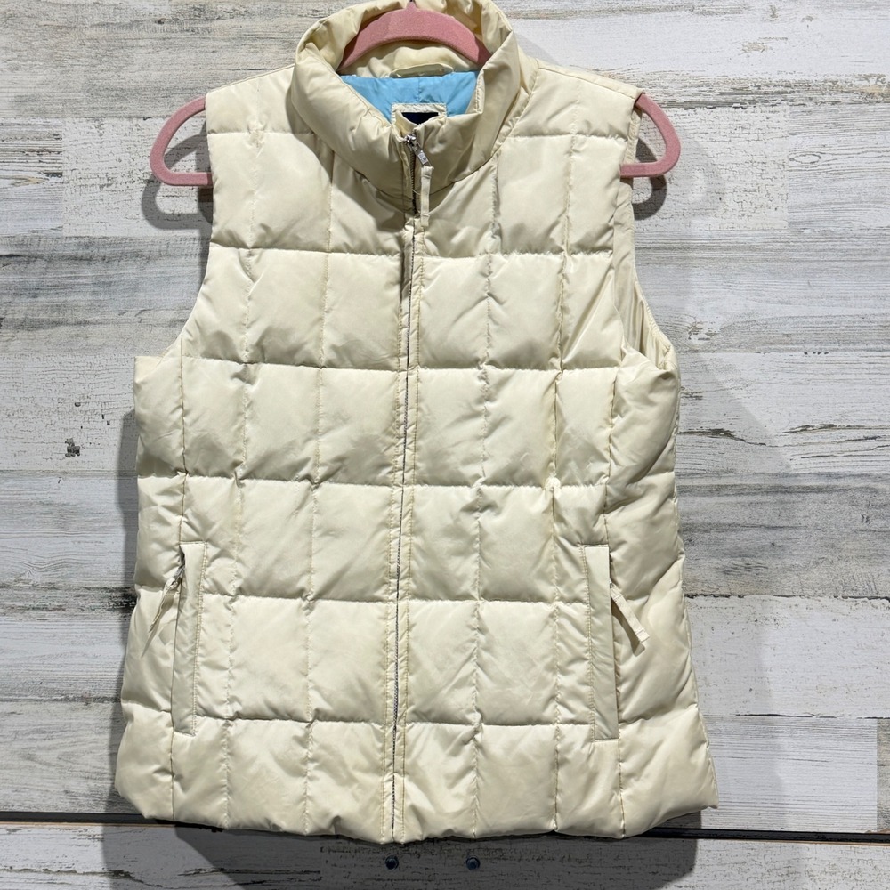 Gap Puffer Vest Women M Cream Quilted Down Fill